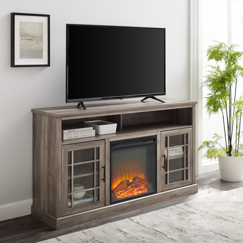 Gracie Oaks Soza TV Stand for TVs up to 65" with Fireplace Included